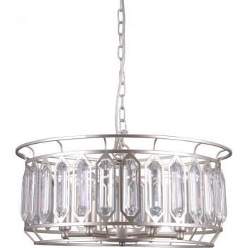 Lámpara colgante de cristal Priscilla Champagne plata, moderna, 6 luces, E14