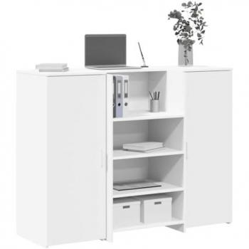 White Reception Desk - 135x50x103.5 cm, Engineered Wood, Ideal for Offices/Salons