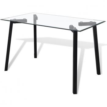 vidaXL Mesa de comedor con tablero vidrio transparente y patas acero