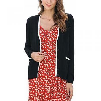 MessBebe Cardigan Mujer Rebeca V Cuello Jersey Invierno con Botones Blusa Manga Larga Chaqueta de Punto Cardigans Mujer Jerseys con Bolsillos