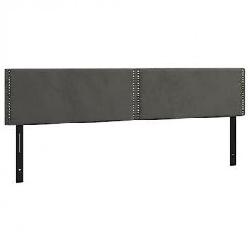 Cabeceros 2 unidades de terciopelo gris oscuro 90x5x78/88 cm