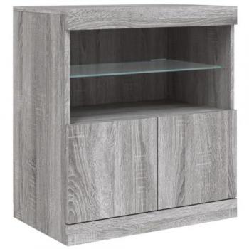 Aparador con luces LED gris Sonoma 60x37x67 cm