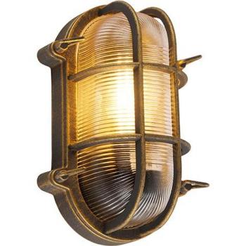 Aplique/Plafón Ovalado Dorado de Latón IP44 - NOUTICA, Aluminio y Vidrio, Máx. 1 x 60W
