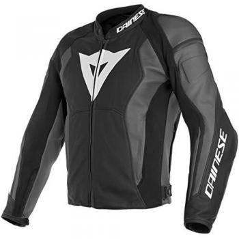 Dainese Nexus - Chaqueta de piel para moto, color negro y azul oscuro