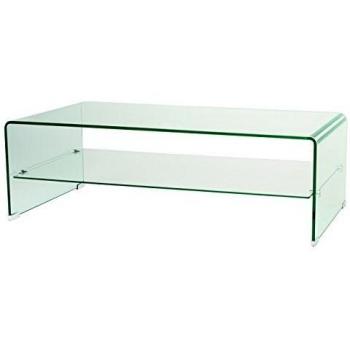 Belssia Mueble TV Cristal con Estante, 110x55x35 cm