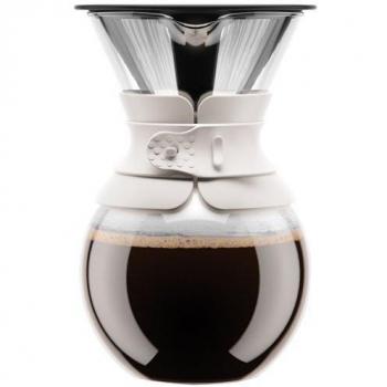 Bodum Pour Over - Cafetera de goteo con filtro, 1 l, 34 oz, color blanco crema