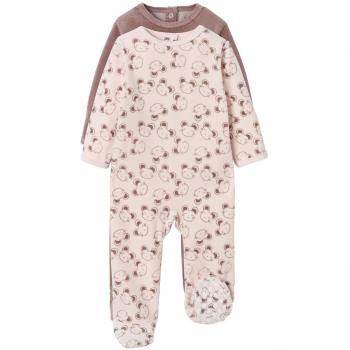 VERTBAUDET Lote de 2 peleles de terciopelo, con automáticos detrás Rosa claro bicolor/multicolor 6M-67CM
