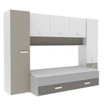 Cama nido infantil con múltiples espacios de almacenamiento blanco/arcilla 90 x 200 cm