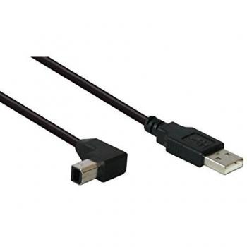 Cable USB 2.0 A a B macho acodado de 5 m, color negro