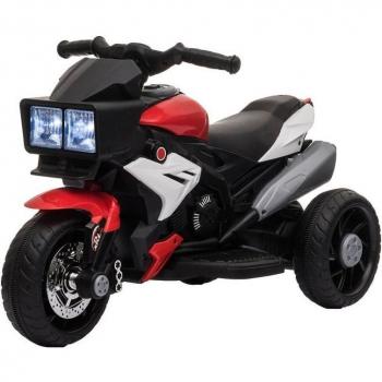 HOMCOM Moto Eléctrica Infantil Triciclo con 3 Ruedas para Niños de +3 Años, Batería 6V, Pedal, Luces y Música, Neumáticos