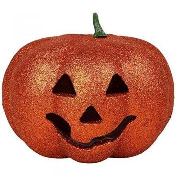 Atosa 62738 Calabaza Efecto Brillantina con Luz para Halloween, 17 Cm