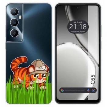 Funda Silicona Transparente Tigre para Realme C65 4G