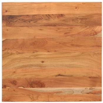 Tablero de mesa cuadrado de madera maciza de acacia 80x80x2,5 cm en color marrón
