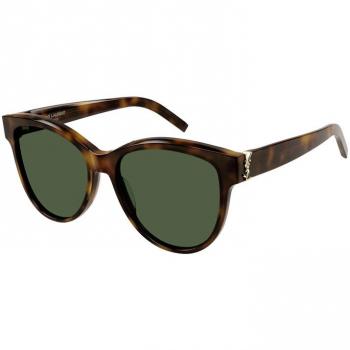 Saint Laurent Havana Green Sunglasses SL M107, Female, Brown, Size: 55 MM