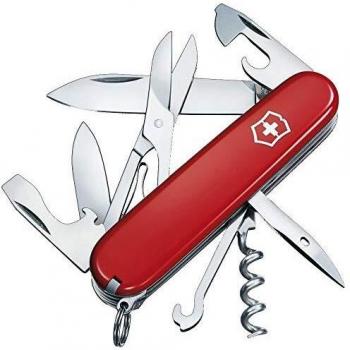 Victorinox Climber Swiss Army Pocket Knife, Medium, Multi Tool, 14 Functions, Blade, Bottle Opener, Red