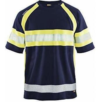 Blakläder High Visibility Anti-UV T-Shirt, Navy Blue/Yellow, Unisex Size M