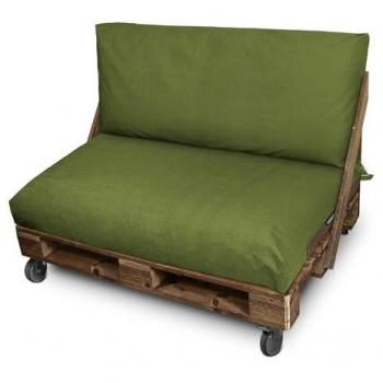Set de Cojines para Palets de Exterior Verde Naylim Mate Happers - Cómodos, Ligeros y Resistentes, Impermeables 120x80 + 120x45