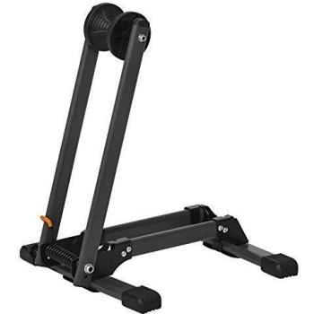 HOMCOM Aparcamiento para Bicicleta Plegable y Portátil con Almohadillas Protectoras en la Base Apto para Rueda Inferior a 5,5 cm de Ancho 39x35x45,5 cm Negro