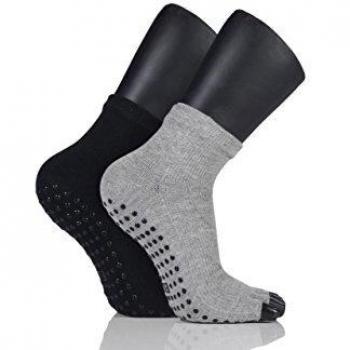Ladies 2 Pair Elle Sport Toeless Yoga Socks Black/Grey 4-8