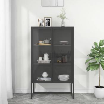 Anthracite Highboard 31.5x13.8x53.1 Steel and Tempered Glass