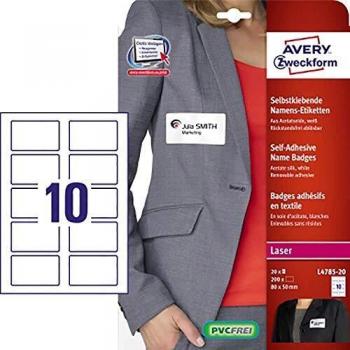 Etiquetas Autoadhesivas Avery Zweckform L4785-20, 80x50 mm, 200 Etiquetas, Acetat Seda, Desmontables, para Impresoras Láser