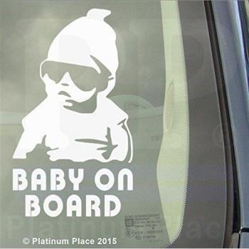 Platinum Place Pegatina para interior de ventana de coche, ajuste universal, con diseño con texto en inglés Cool Baby on Board, ideal como regalo, color blanco