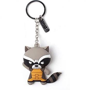 Bioworld Llavero de goma con colgante en 3D Marvel Comics Guardians of the Galaxy Vol.2 Rocket Raccoon