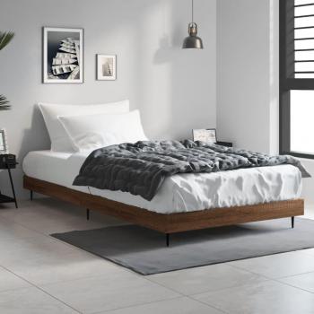 Cama solar de conglomerado 90x190 cm en roble marrón sin colchón, estructura de madera contrachapada