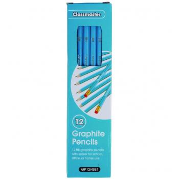 Classmaster HB Graphite Pencils with Eraser Tips 12-Pieces