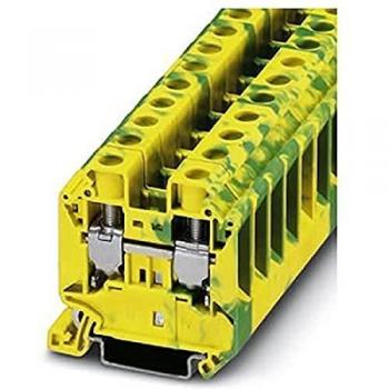 PHOENIX CONTACT Bloque de terminales de tierra modular UT 16-PE con terminal de tornillo, 2 números de terminales, AWG 16-4, 16 mm & amp; sup2; sección nominal, verde / amarillo, 1 pieza