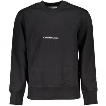 Calvin Klein Men's XXL Black Cotton Crew Neck Fleece Sweatshirt with Embroidery