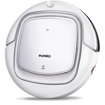 Eureka i300 Robot Aspirador con Alta Succión, Suelos Duros y Alfombras Finas, Atrapar Pelo de Mascota, Sensores de Anticaída y Anti-Golpe, Control Remoto, Auto-Carga, Programable