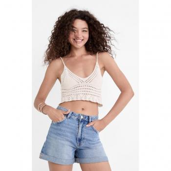 Stradivarius D83 Mom Fit Shorts in Light Blue Denim