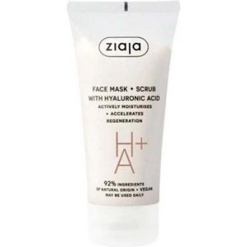 Ziaja - Mascarilla y exfoliante facial con ácido hialurónico, formulación con ácido hialurónico, textura suave, propiedades hidratantes, exfoliación delicada, adecuada para todo tipo de piel