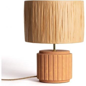 Lámpara de Mesa Cerámica y Rafia Kinney Terracota