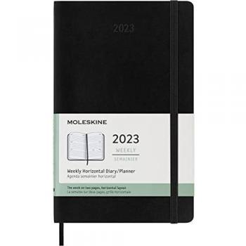 Agenda 12 meses 2023 semanal horizontal negra tapa dura Moleskine