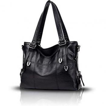 Tisdaini® Bolsos de mano Mujer Bolsos bandolera Moda Bolsos totes Cuero suave Shoppers y bolsos de hombro Negro