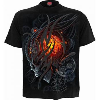 Spiral Gothic Steampunk Skull T-Shirt for Men - Black - S to 4XL