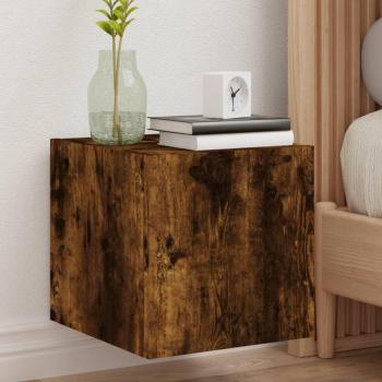 Mueble TV de pared con luces LED, 2 unidades, dimensiones 30,5x35x30 cm, color roble ahumado, marca vidaXL