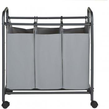 Cesta de Almacenamiento SONGMICS, Cesta de Lavandería de 65 L con Tapa, Plegable, Bolsas de Tela Extraíbles y Asas, para Mantas, Ropa, Salón, Dormitorio