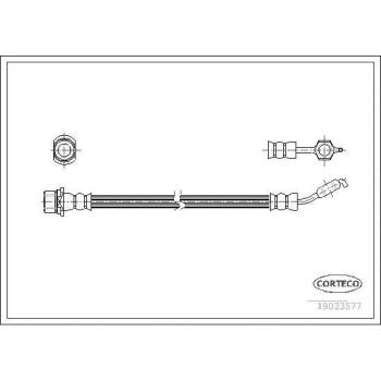 Latiguillo de freno CORTECO 19033577 - Tipo: Latiguillo de freno; Características: Fabricado por CORTECO, número de referencia 19033577, diseñado para sistemas de frenos, alta resistencia