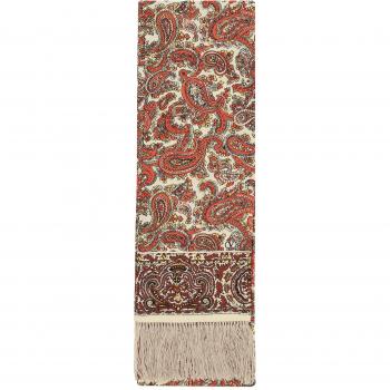 Multicolor Paisley Print Silk Scarf with Fringes - One Size