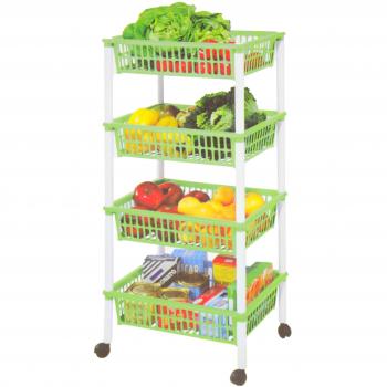 Lennox - Carrito verdulero 4 cestos 30 x 18 x 40 cm, verde