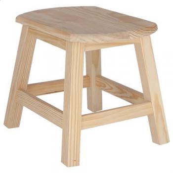 Taburete Oval Grande de Madera de Pino Sin Barniz 36x29x30 cm