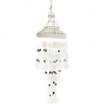 DKD Home Decor-Decoración Colgante Blanco Crema Boho 20 x 20 x 70 cm