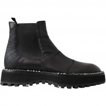 Dolce & Gabbana Black Leather Slip-On Stretch Chelsea Boots - EU45/US12, Elegant Black Ankle Stretch Boots, Size: 12 US, Sizes: 11 UK