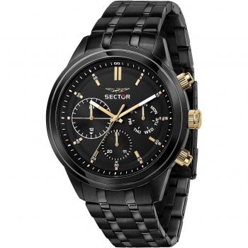 Sector No Limits Chronograph 670 Black Dial Bracelet Watch, Male, Black, Size: ONE SIZE