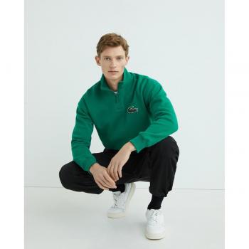 Sudadera Jogger Verde Lacoste con Cuello Alto y Cremallera