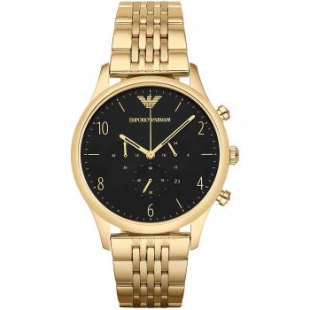 Reloj Cronógrafo Emporio Armani AR1893 con Pulsera PVD Oro y Esfera Negra