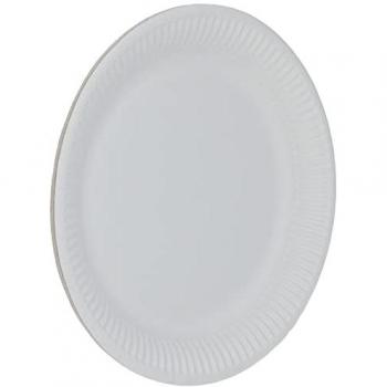 Platos de Papel Blancos Redondos de 23 cm - 100 Unidades, 100% Fibra Fresca
